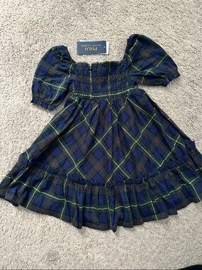 NWT Polo Ralph Lauren Navy Green Plaid Dress